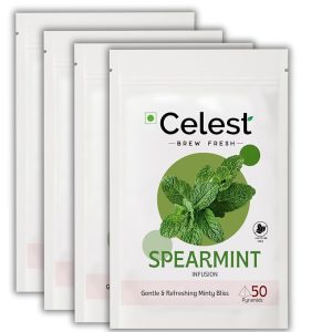Celest Spearmint Tea - 50 Pyramid Teabags (Pack of 4) | Spearmint Tea for PCOS