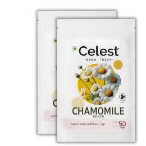 Celest Chamomile Tea - 50 Teabags (Pack of 2) | Caffeine-Free Herbal Tea
