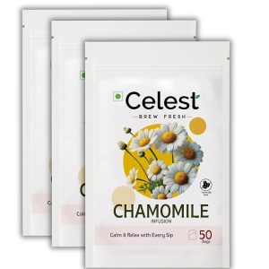 Celest Chamomile Tea - 50 Teabags (Pack of 3) | Caffeine-Free Herbal Tea
