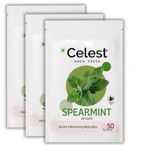 Celest Spearmint Tea - 50 Pyramid Teabags (Pack of 3) | Spearmint Tea for PCOS