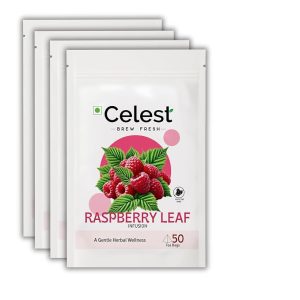 Celest Raspberry Leaf - 50 Tea Bags (Pack of 4) | Red Raspberry Leaf Tea