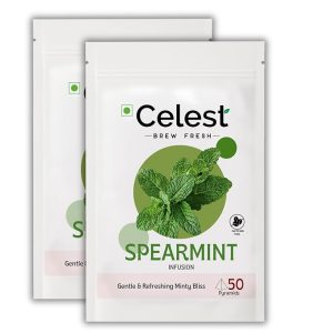 Celest Spearmint Tea - 50 Pyramid Teabags (Pack of 2) | Spearmint Tea for PCOS