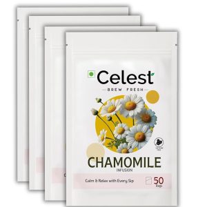 Celest Chamomile Tea - 50 Teabags (Pack of 4) | Caffeine-Free Herbal Tea