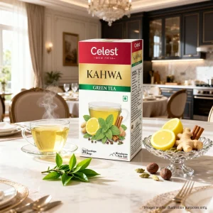Celest Kahwa Green Tea, 36 Tea Bags | Green Tea for Weight Loss | Masala Green Tea