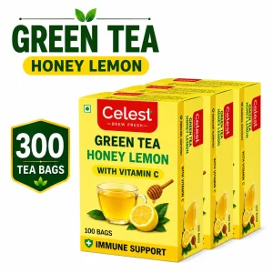 Celest Lemon and Honey - 100 Teabags (Pack of 3) | Vitamin C Enriched | Immunity Support Green Tea