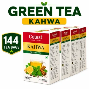 Celest Kahwa – 36 Tea Bags (Pack of 4) | Green Tea Herbal Blend