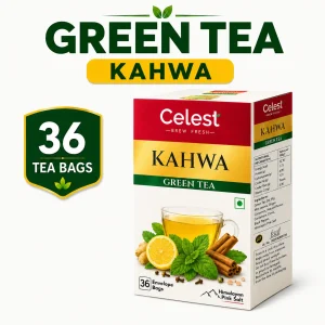 Celest Kahwa Green Tea, 36 Tea Bags | Green Tea for Weight Loss | Masala Green Tea