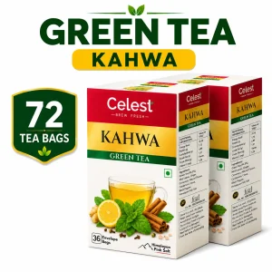 Celest Kahwa – 36 Tea Bags (Pack of 2) | Green Tea Herbal Blend