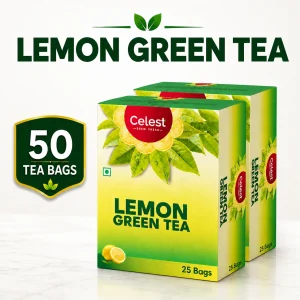 Celest Lemon Green Tea – 25 Teabags (Pack of 2) | Green 50 Tea Bags